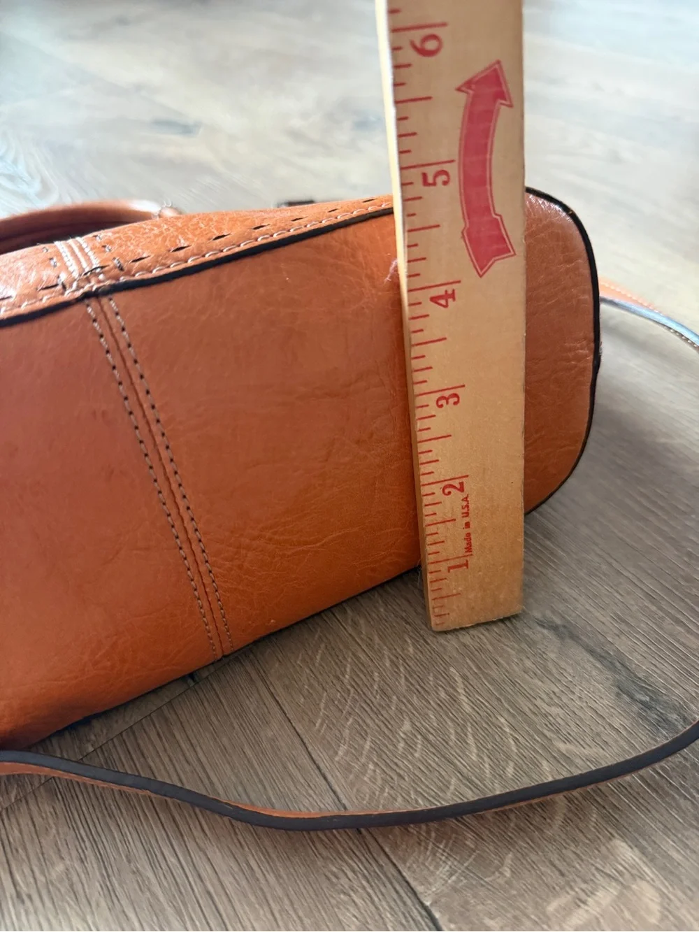 Vintage Fossil Brown Leather Circle-Handle Shoulder Bag